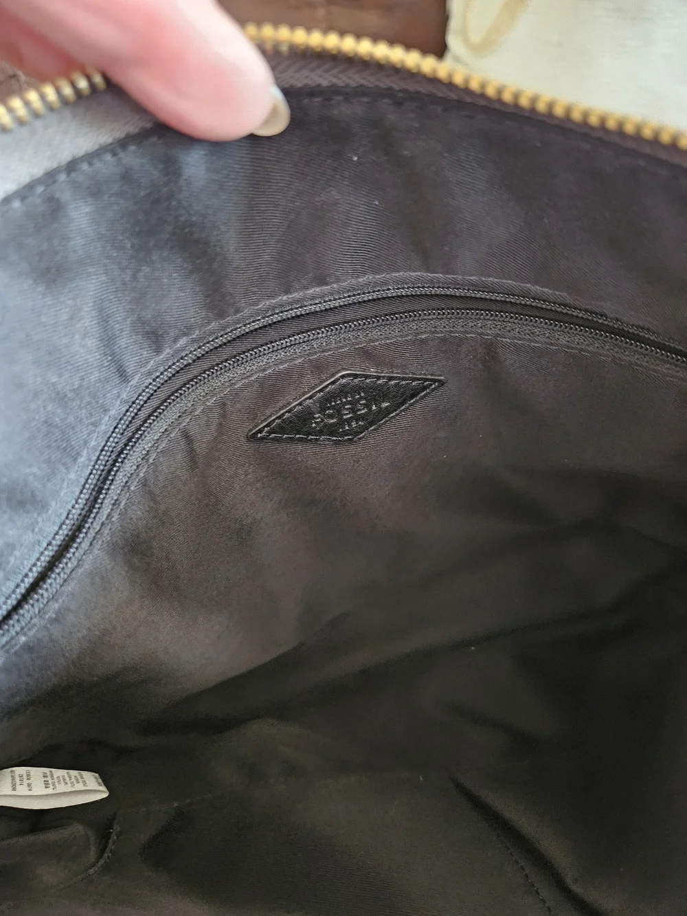 Fossil Black & Taupe Snake-Print Leather Crossbody Bag